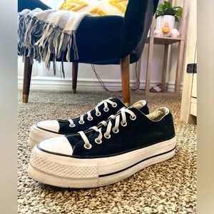 Black Low Top Platform Converse - Size 8.5